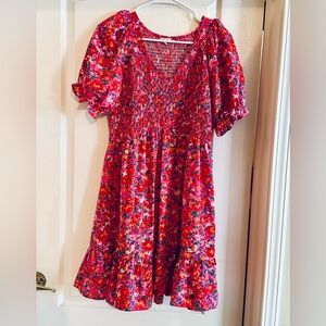 JODIFL Pink and Green Smocked Dress